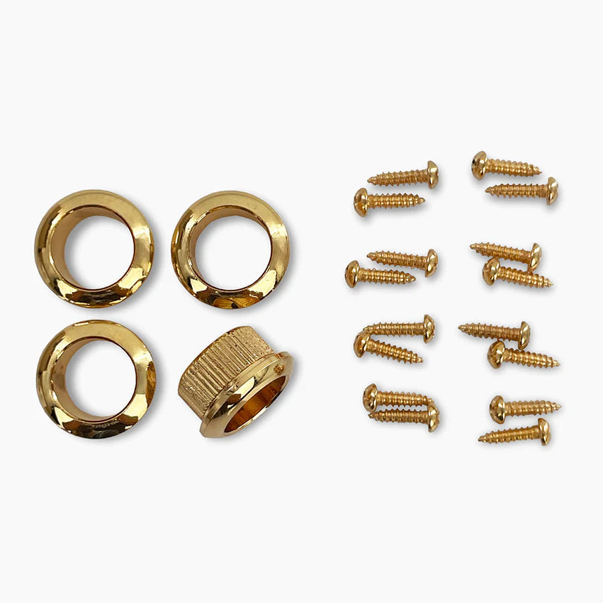 Leo Quan® Badass OGT™ Bass Keys, Open Gear Small Post, 4-in-line set, Gold, Bushings