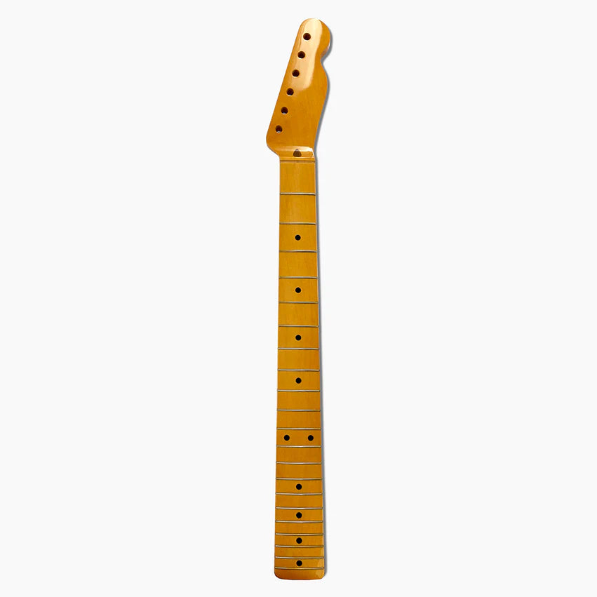 Allparts Replacement Nitro Finish Maple Neck For Tele, Nitrocellulose Finish Topcoat, 10 Inch Radius, Full