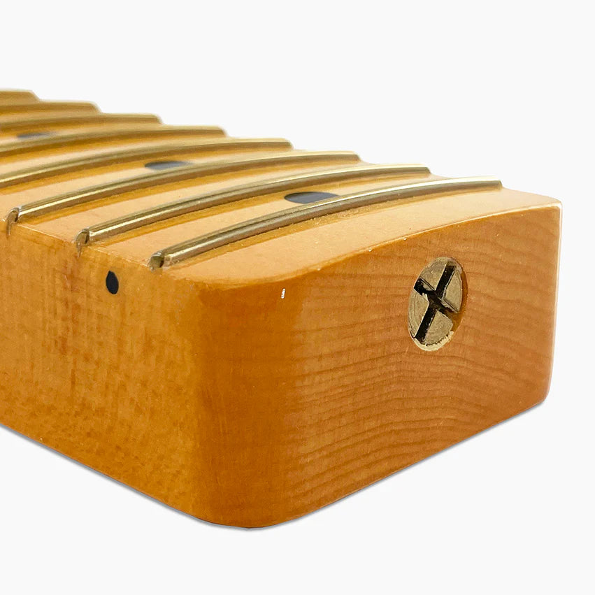 Allparts Replacement Nitro Finish Maple Neck For Tele, Nitrocellulose Finish Topcoat, 10 Inch Radius, Angled Heel