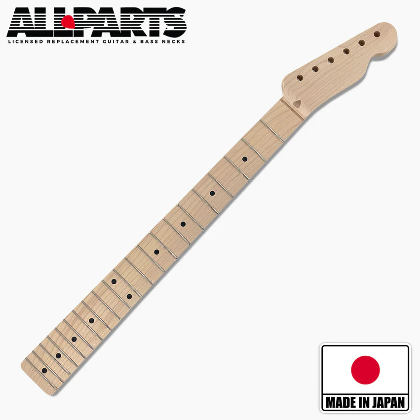 Allparts Replacement Neck for Tele, Solid Maple, No Finish, 10 Inch Radius, 21 Frets