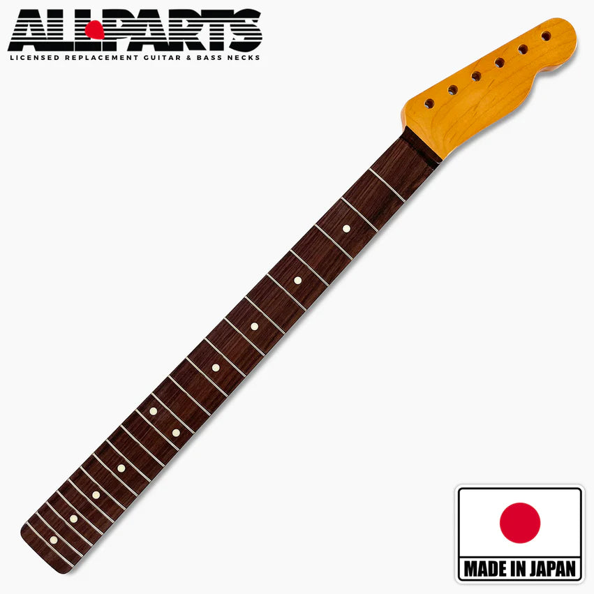 Allparts Replacement Rosewood Nitro Topcoat Finish Neck for Tele, 21 Frets