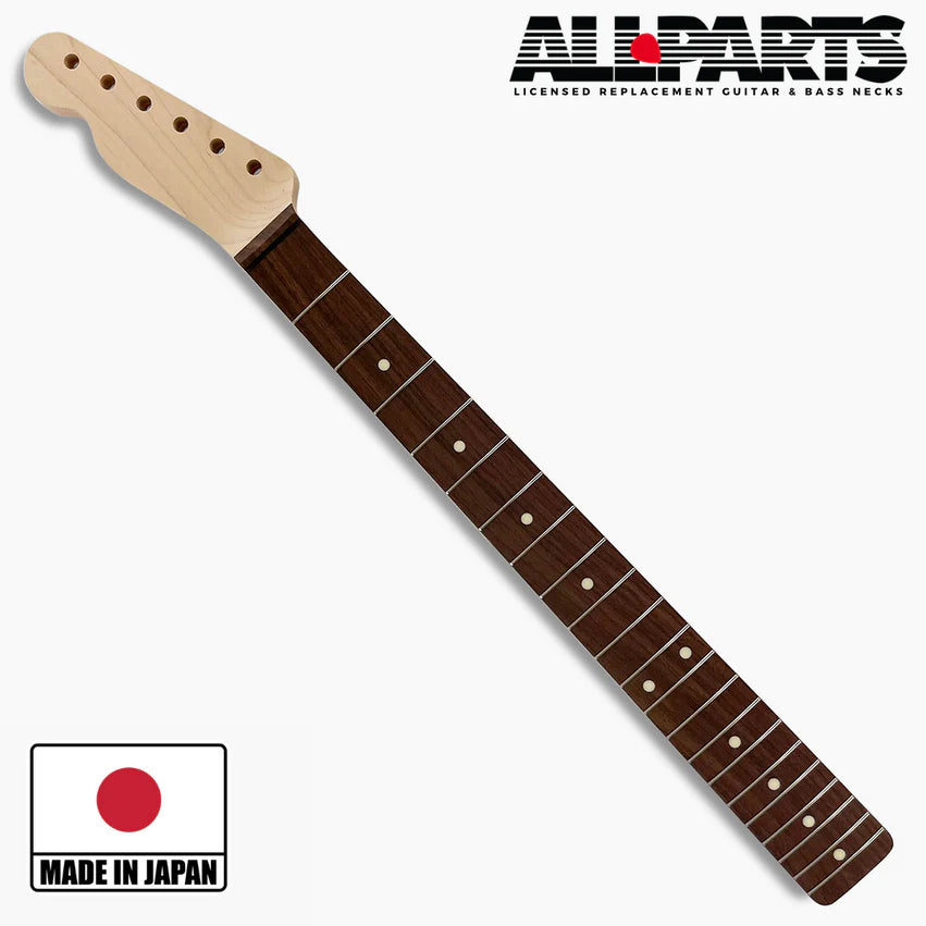 Allparts Replacement Left-Handed Rosewood Neck for Tele, No Finish, 21 Frets