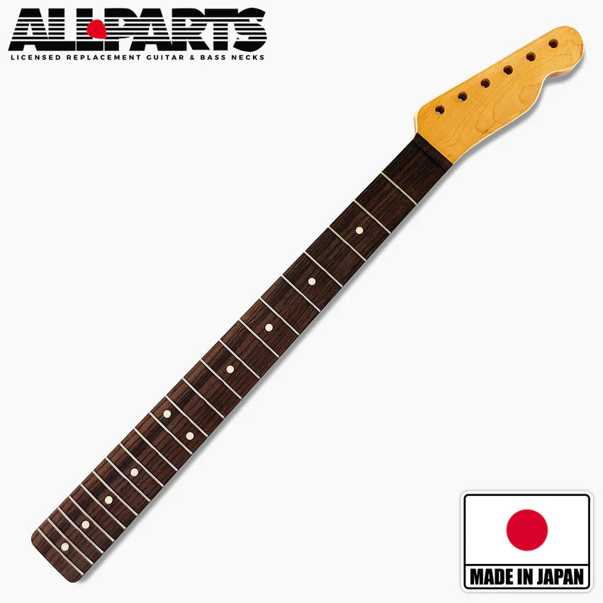 Allparts Replacement Rosewood Satin Finish Neck for Tele, 21 Tall Frets, 10 inch radius