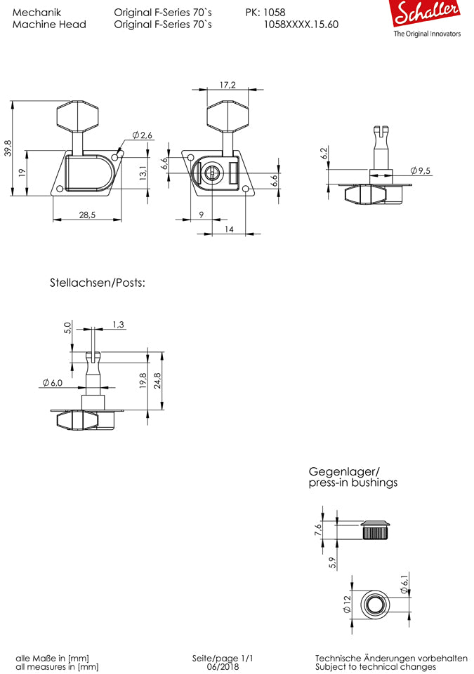 Schaller Original F-Series 70's Machine Heads