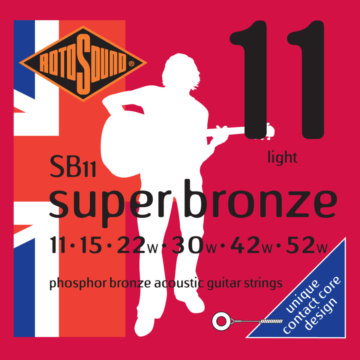 Rotosound SB11 Super Bronze Strings 11-52 for JLD Bridge Doctor Brass Pin Mount