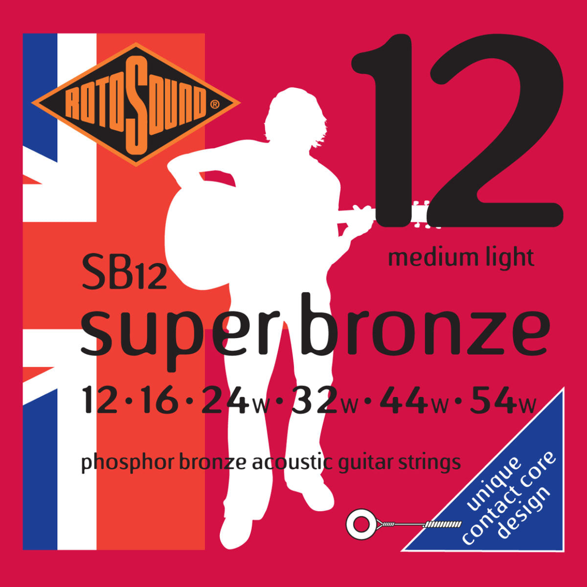 Rotosound SB12 Super Bronze Strings 12-54 for JLD Bridge Doctor Brass Pin Mount