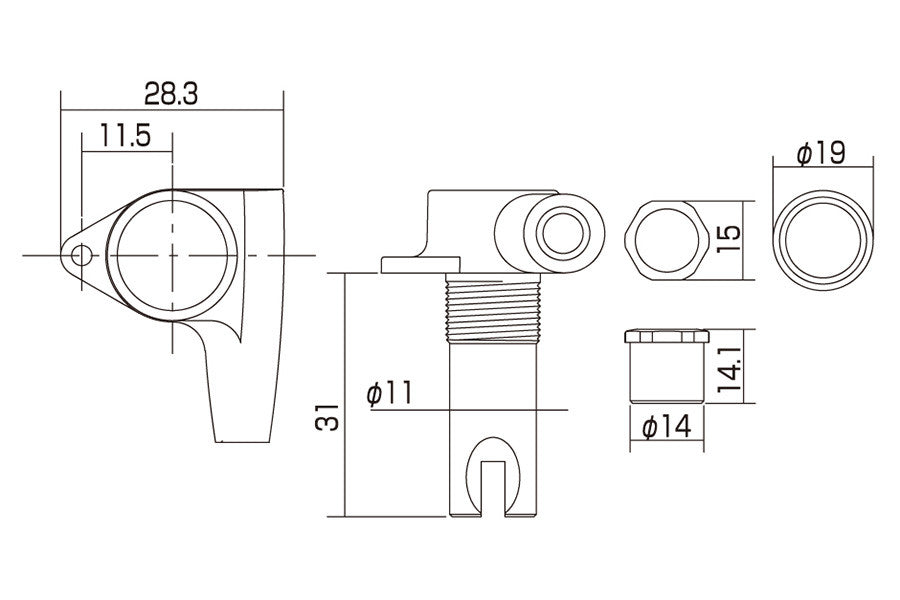 Allparts TK-0923 Single Gotoh GB707 Sealed Bass Key, Treble Side