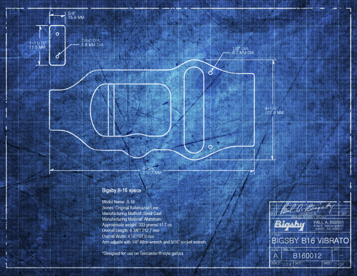 Allparts TP-3645-001 Bigsby B16 Vibrato Tailpiece Nickel